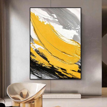  un - Brosse abstraite jaune par Couteau à palette art mural minimalisme